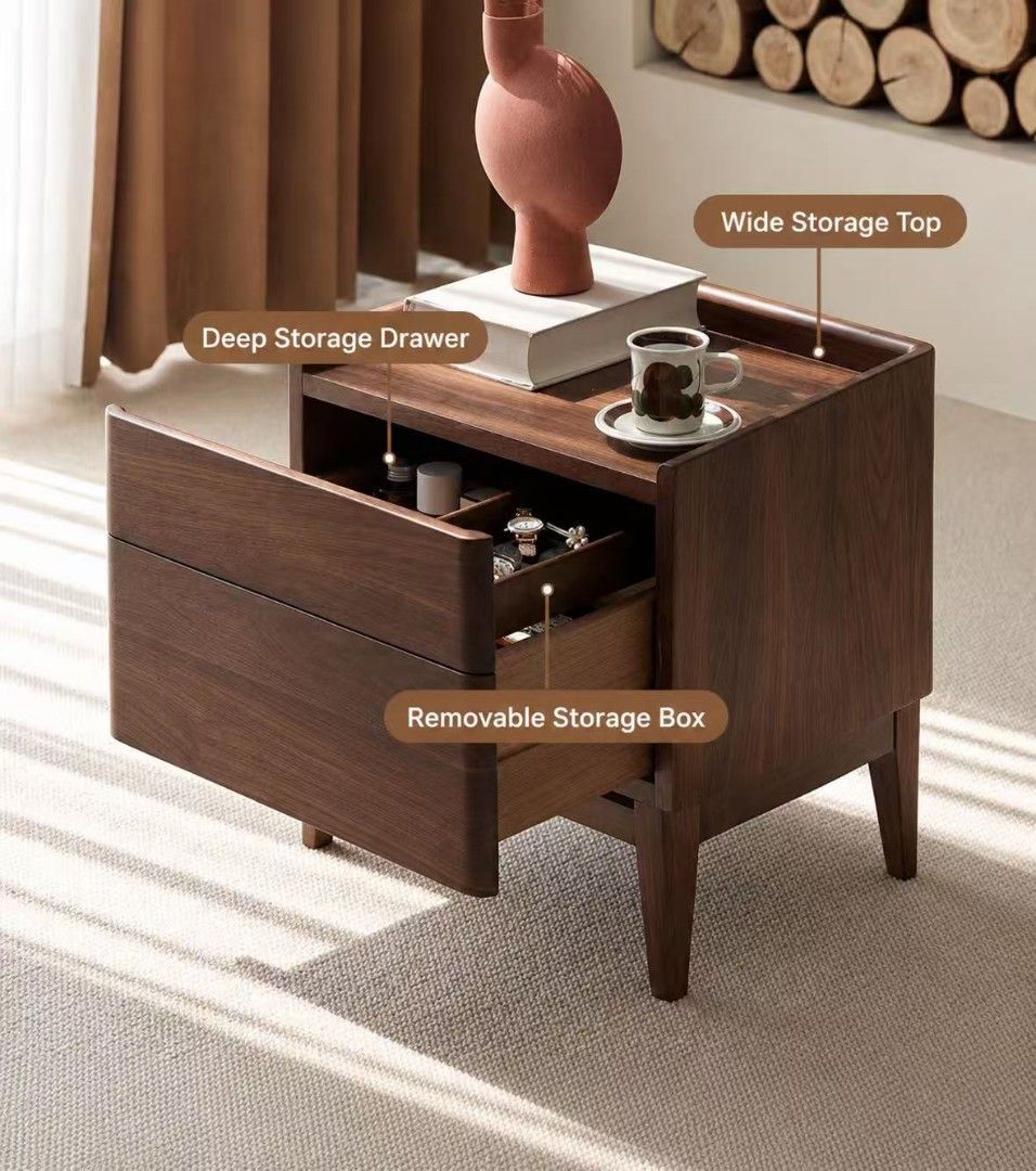 Solid Walnut Bedside Table (Category: Tables & Sets) located in Singapore. Submitted by art_of_living (Listing ID 1449672899, Image 2). Description: Solid Walnut bedside table. leave in guest room and not used all all. let go @ $150. free delivery.