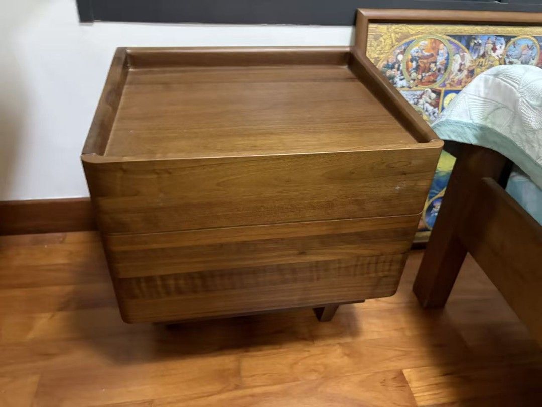 Solid Walnut Bedside Table (Category: Tables & Sets) located in Singapore. Submitted by art_of_living (Listing ID 1449672899, Image 3). Description: Solid Walnut bedside table. leave in guest room and not used all all. let go @ $150. free delivery.