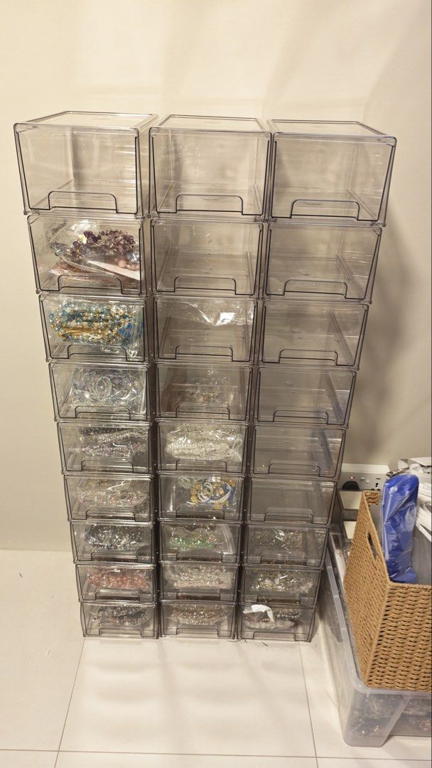 Stackable Clear Storage Boxes for Crafts and Accessories