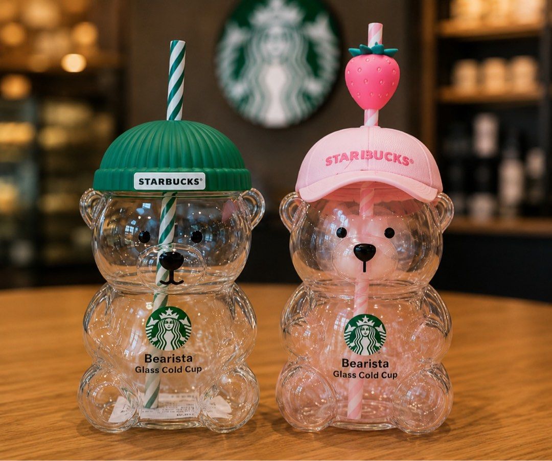 Starbucks Bearista Glass Cold Cup with Straw