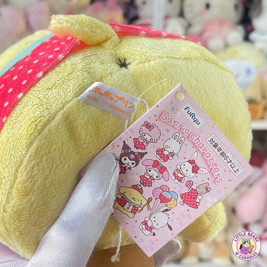 Strawberry Pompompurin Sanrio Plush (Category: Plushies & Soft Toys) located in Manila. Submitted by littlebearsncuddles (Listing ID 1449640588, Image 2). Description: 🏷️ With paper tag 🌸 10/10 condition 🌸 size: Mascot Size 🌸 Without issue 🍬 Brand: Sanrio .