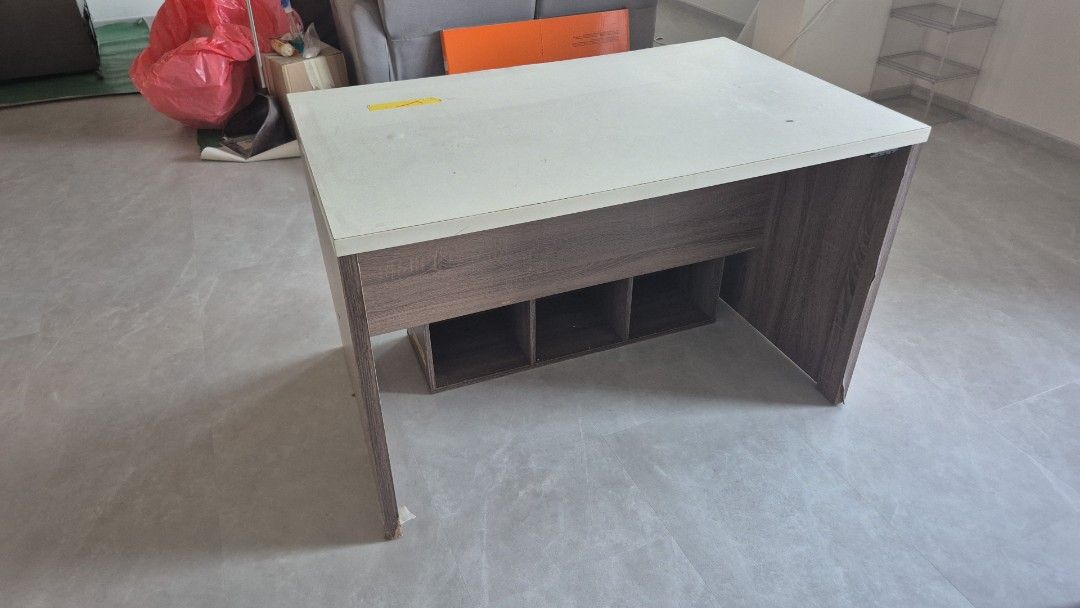 Study table (Category: Tables & Sets) located in Singapore. Submitted by hellov.50 (Listing ID 1449686575, Image 1). Description: this is well used study table which also has shelves which will b on top of the table ...table size roughly height - 77cm width - 77cm length - 120 cm.