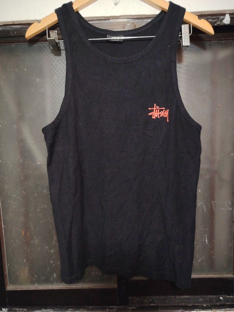 Stuss tank top small on tag (Category: Activewear) located in Malabon City. Submitted by jhe_bicio_online-thriftshop (Listing ID 1449661836, Image 1). Description: Small on tag Dimensions 18.5x27 Excellent condition Color rate 9.5 /10 Issue :hairline crack s chest logo.