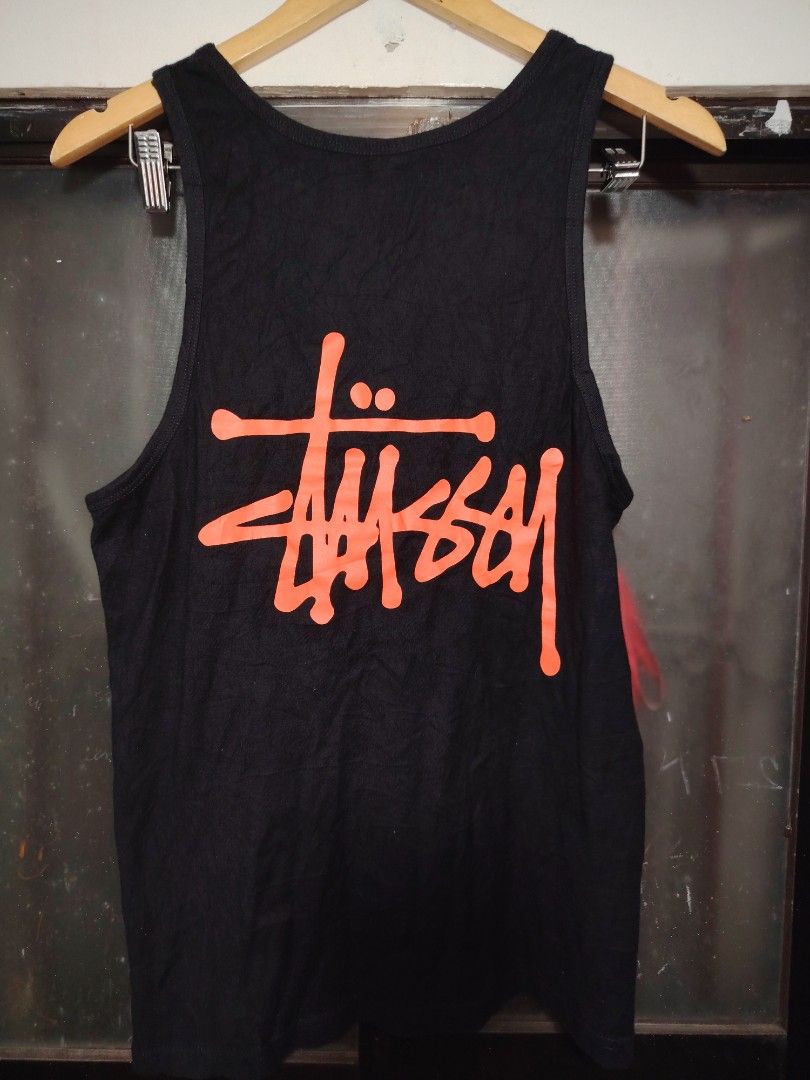 Stuss tank top small on tag (Category: Activewear) located in Malabon City. Submitted by jhe_bicio_online-thriftshop (Listing ID 1449661836, Image 2). Description: Small on tag Dimensions 18.5x27 Excellent condition Color rate 9.5 /10 Issue :hairline crack s chest logo.