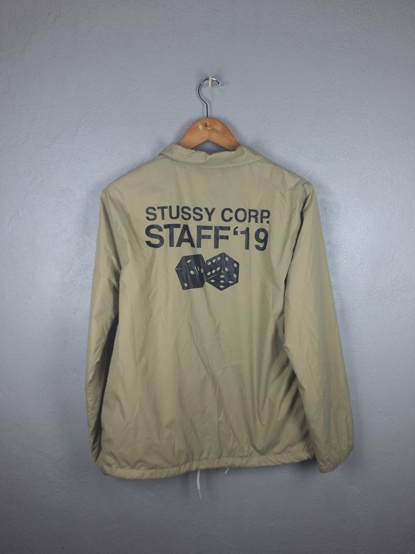 Stussy Corp Staff '19 Coach Jacket (Category: Coats, Jackets and Outerwear) located in Sibulan. Submitted by studioxano (Listing ID 1449638852, Image 2). Description: Stussy Corp Staff '19 Coach Jacket -P1,500 + SF Size S length 26 / Width 20.5 Excellent condi 9.5/10 color rate needwash no issue sign usage Loc: Dumaguete city.