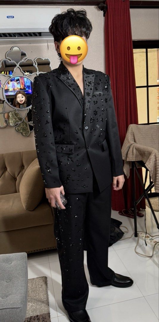 Suit for Men - D&G inspired Size L-XL (Category: Sets & Coordinates) located in Makati City. Submitted by suzette_1221 (Listing ID 1449550128, Image 2). Description: Custom-tailored top and bottom set used once for graduation prom. Dolce & Gabbana inspired outfit. Could fit Large to XL body built. Model is 6’1 in height. Color: Black Message me if interested. Thanks. .