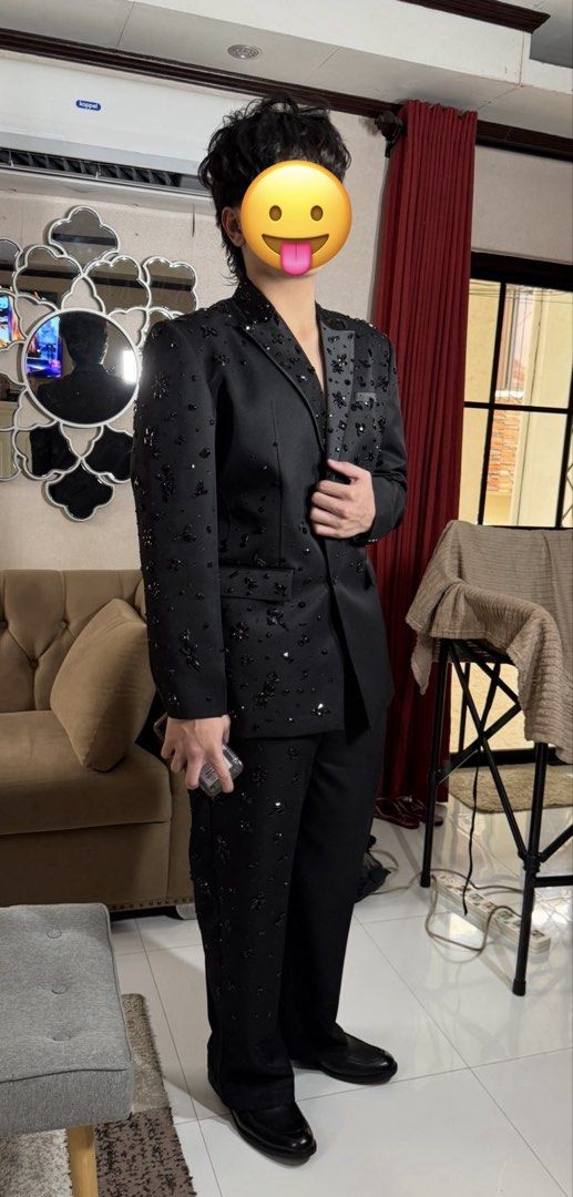 Suit for Men - D&G inspired Size L-XL (Category: Sets & Coordinates) located in Makati City. Submitted by suzette_1221 (Listing ID 1449550128, Image 3). Description: Custom-tailored top and bottom set used once for graduation prom. Dolce & Gabbana inspired outfit. Could fit Large to XL body built. Model is 6’1 in height. Color: Black Message me if interested. Thanks. .