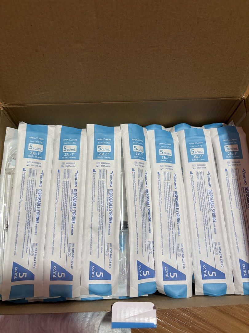 TERUMO SYRINGE (Category: Medical Supplies & Tools) located in Bulacan. Submitted by shelbunny (Listing ID 1449707766, Image 2). Description: TERUMO SYRINGE W/ NEEDLE 5CC & 3CC 5CC - 70 PCS (Expiration: 2027-08-19) 3CC - 50 PCS (Expiration: 2027-07-26) BOTH WITH BOX! · Will give Multi-sample needles & butterfly needles as freebie ‼️ *₱1000 BOTH NA (NOT EACH)** Can ship via JNT/Lalamove 😊 .