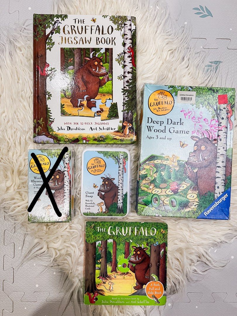 The Gruffalo Bundle (Category: Children's Books) located in Tuguegarao City. Submitted by sprnkls.shopoftoys (Listing ID 1432611760, Image 1). Description: The Gruffalo Jigsaw Book Deep Dark Wood Game The Gruffalo Push-Pull and Slide Book The Gruffalo Giant Snap Game.