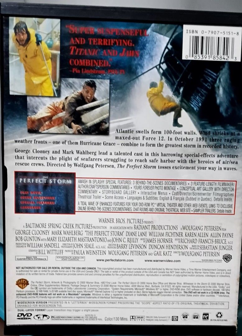 The Perfect Storm DVD Movie (Category: CDs & DVDs) located in Quezon City. Submitted by dancatz (Listing ID 1449693205, Image 3). Description: □ P 150.00 - The Perfect Storm DVD - Starring: George Clooney, Mark Wahlberg - Directed by: Wolfgang Petersen - Genre: Thrilling Adventure - Plot: A fishing boat caught in an epic storm - Perfect for a movie night! - region 1 LFB Seller's location : Brgy. Sta. Teresita Quezon City Please DM for more detail