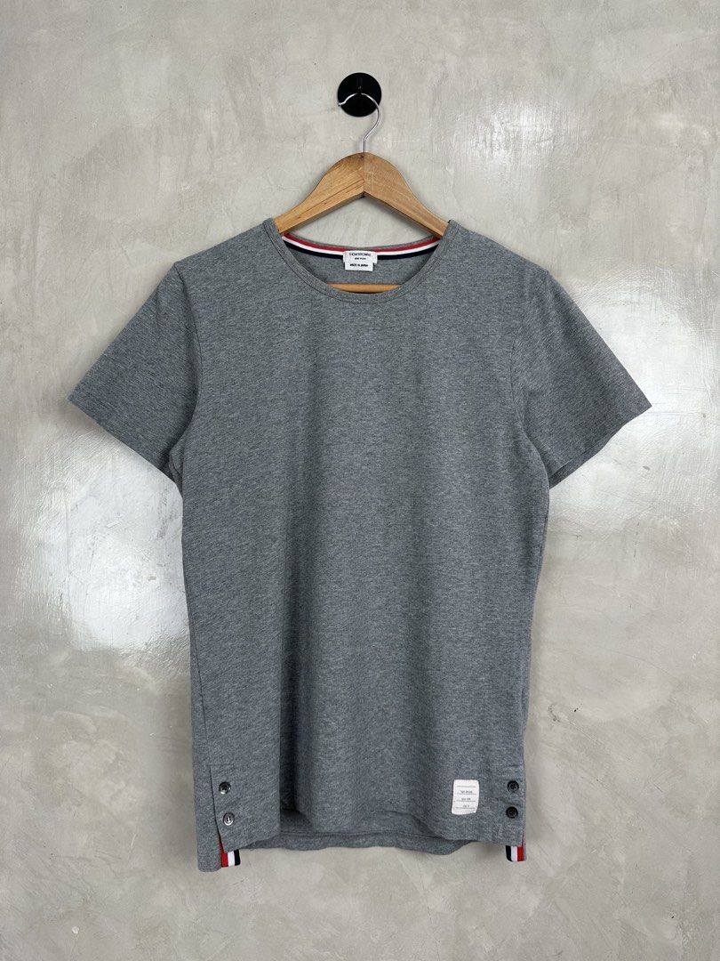 THOM BROWNE Relaxed Side Slit Shirt (Category: Luxury Apparel) located in Cavite. Submitted by second_story_ph (Listing ID 1449674167, Image 3). Description: THOM BROWNE Relaxed Side Slit Shirt Size: 3 Fit Small Dimension: 18” Width / 25.5” Front - 26.5” Back Length Condition: Excellent.