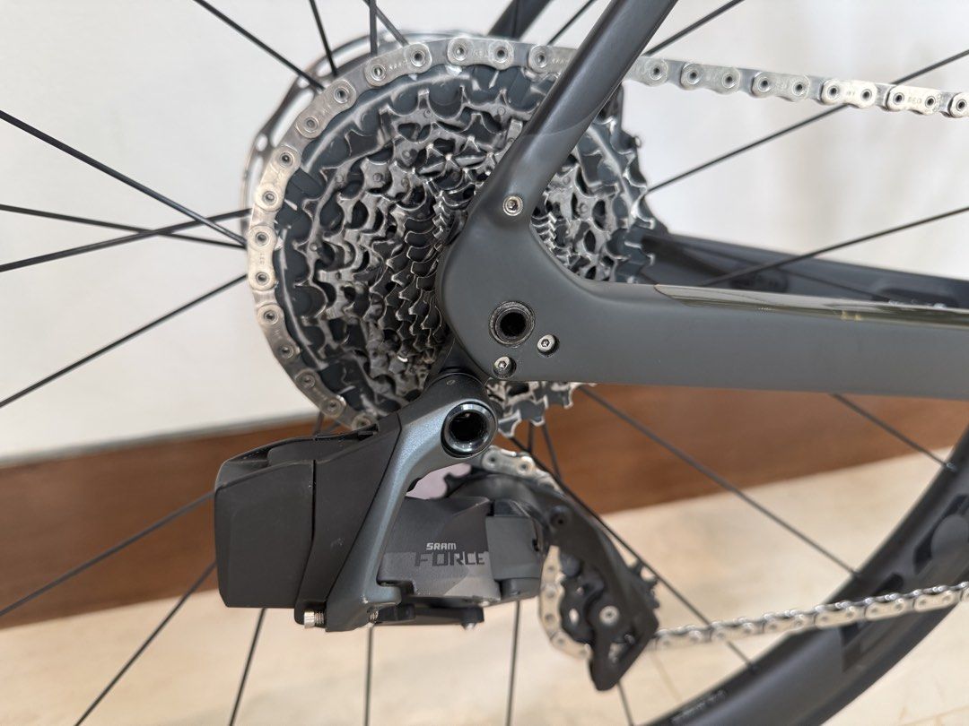 Trek Domane SL 7 sz 54 SRAM Force w/ Powermeter (Category: Bicycles) located in Singapore. Submitted by sailinsonofa (Listing ID 1449554583, Image 3). Description: Great bike as a “step up” from an entry level bike - once you have electronic shifting you’ll never go back. SRAM group set is probably worth over 1k. The black on the rear cassette is the SRAM paint, not dirty grease. - Trek Domane SL 7 Road Bike - Full Carbon Frame & Fork - SRAM Forc