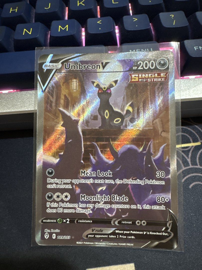 Umbreon V Evolving Skies (Category: Raw Singles) located in Pasay City. Submitted by renrs (Listing ID 1449702421, Image 1). Description: Umbreon V from Evolving Skies DM for more pics.