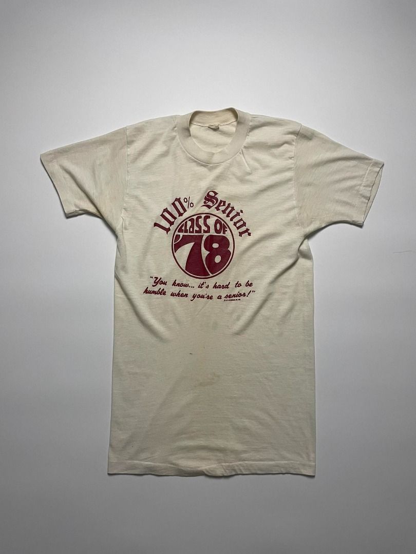 Vintage 70s School Shirt (Category: Tshirts & Polo Shirts ) located in Binan City. Submitted by thriftwavesph (Listing ID 1449594894, Image 1). Description: Size: fits like a long slim small based on measurements. Measures (31L 17.5W). Worn in. Signs of wear, marks/stains/yellowing, holes, around the shirt. (Please see photos attached)..
