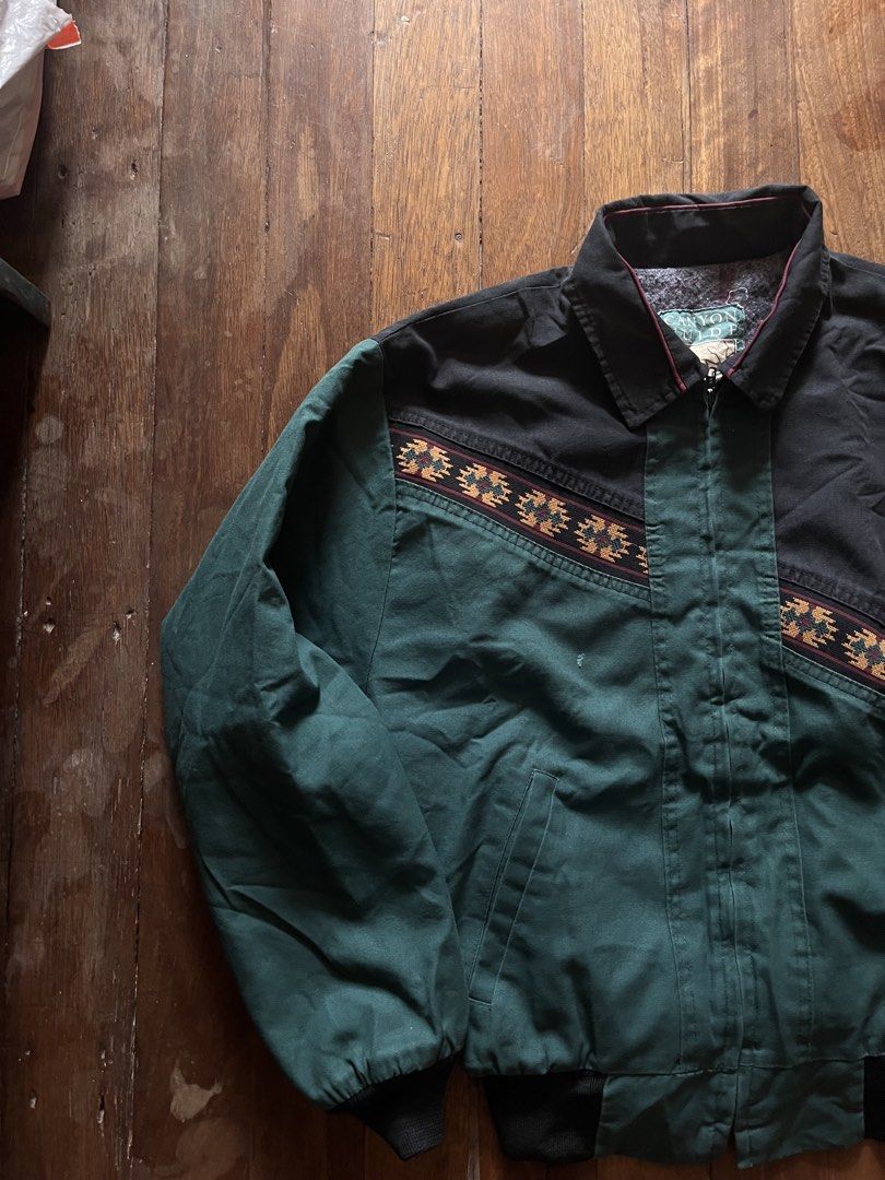Vintage 90s Canyon Guide Outfitters Navajo Pattern Jacket (Category: Coats, Jackets and Outerwear) located in Los Banos. Submitted by lootmeup (Listing ID 1449594480, Image 3). Description: Vintage 90s Canyon Guide Outfitters Navajo Pattern Jacket Boxy fit Issue: small scratch kindly check pics. Not that noticeable Size: Width: 22.5 Length: 23.5 Mine P3,000.