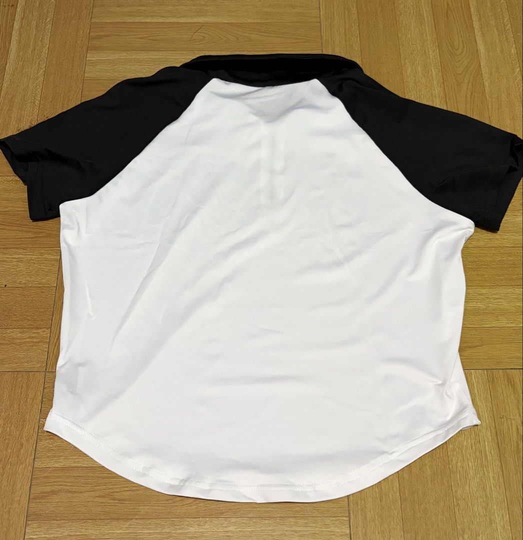 White & Black Zip Collar Polo Shirt (Category: Shirts) located in Rizal. Submitted by haniijeong (Listing ID 1449534766, Image 2). Description: - Black and white polo shirt - Used once - Bought from lovito for 199 - Good condition.