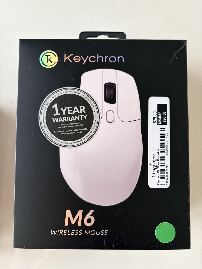 Keychron M6 Wireless Mouse (Clicky) - White | Warranty Included