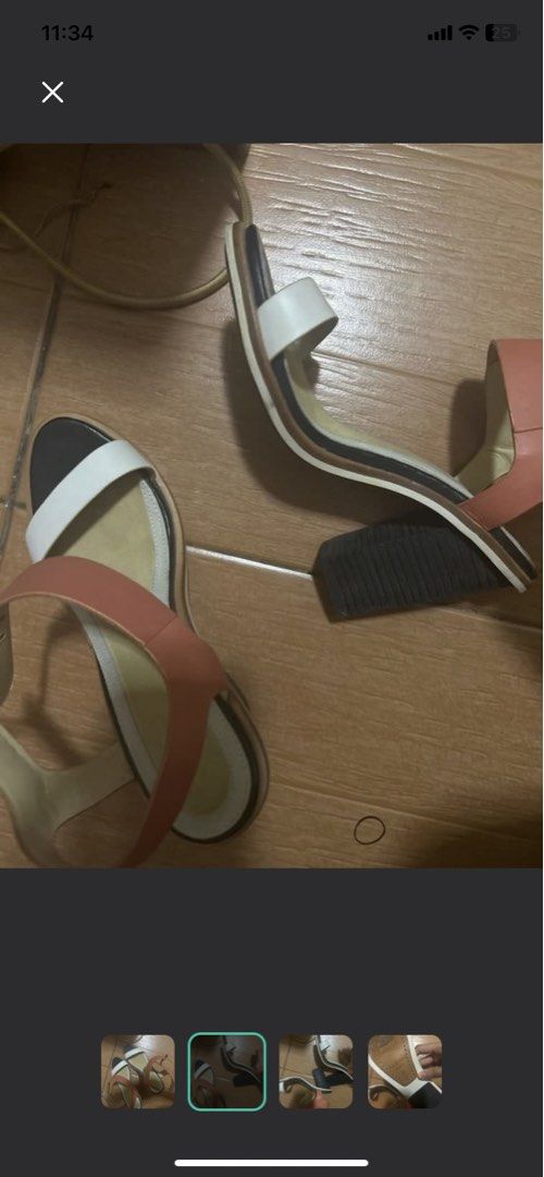 Women's Block Heel Sandals (Category: Flats & Sandals) located in Binangonan. Submitted by sinderella84 (Listing ID 1449607897, Image 1). Description: Masarap sa paa, with heel protector and sole protector na din . Once lang Nagamit - Stylish block heel sandals - Features a mix of white, black, and coral straps - Textured black heel finish - Comfortable for walking - Perfect for dressing up or down.