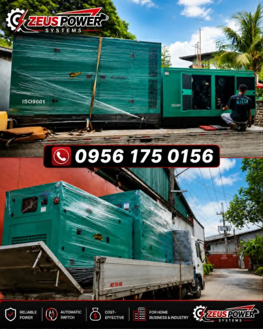 Zeus Power Systems Generator (Category: Construction Tools & Equipment) located in Caloocan City. Submitted by backuppowerph (Listing ID 1449540639, Image 2). Description: - Zeus Power Systems Generators: Your reliable power solution. - Ensures quality and dependability. - Automatic Switch: Seamless power transition. - Cost-Effective: Smart investment for your power needs. - Versatile: Ideal for home, business, and industrial use. - Delivery Avai