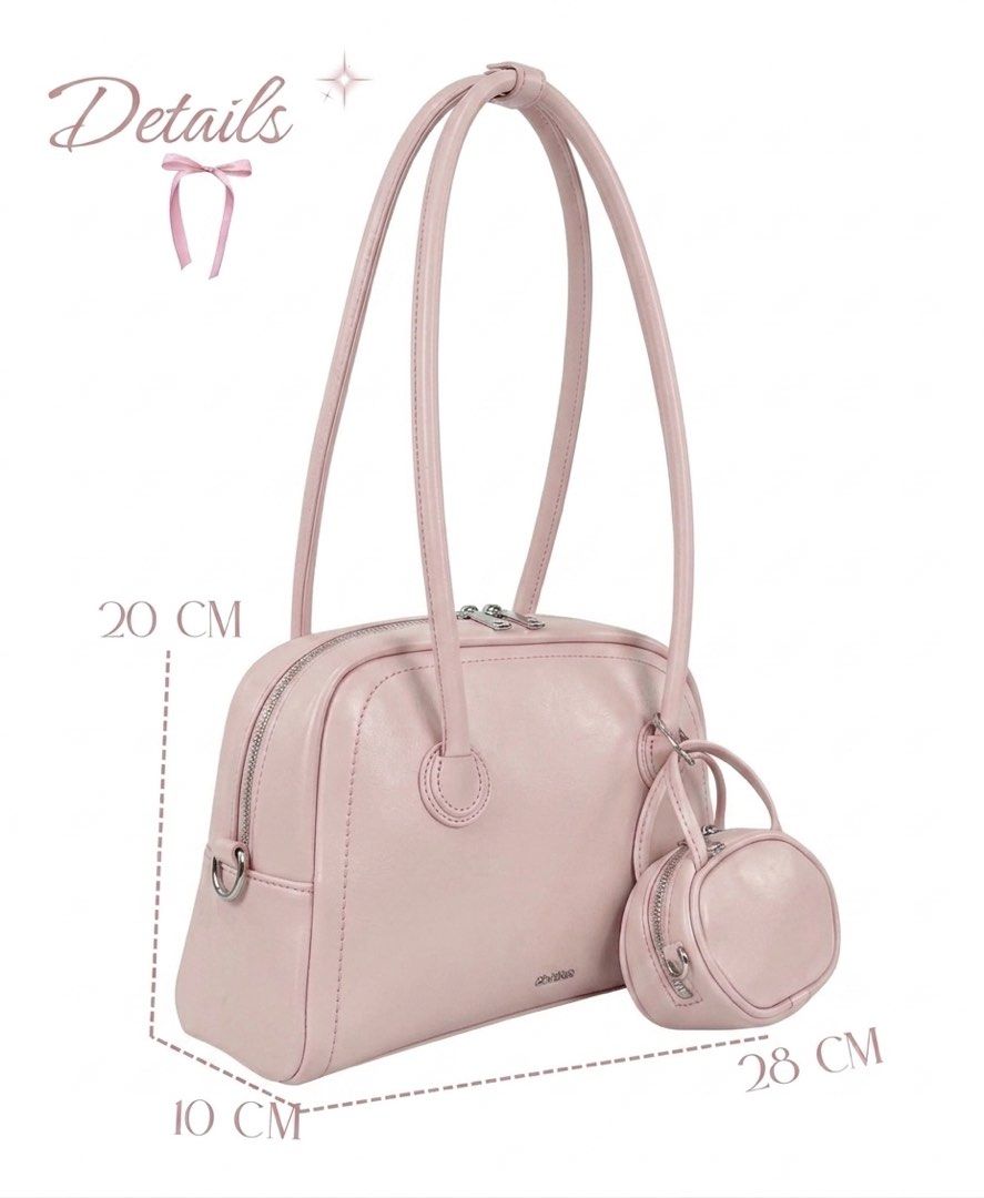 8angles Pink Bowler Bag (Pastry) (Category: Luxury Bags & Wallets) located in Makati City. Submitted by msjj_ (Listing ID 1400797210, Image 3). Description: - Brand: 8angles (Thai brand) - Model: Pastry - Color/Variation: Pink Milk - No issues, lightly used to like new condition - Can fit [ iPad MINI ] Details: - Size: W10 cm, L28 cm, H20 cm - Strap: Short cable 80 cm Long strap 110 (adjustable - short and long) - Type: Glossy PU leather - Materi