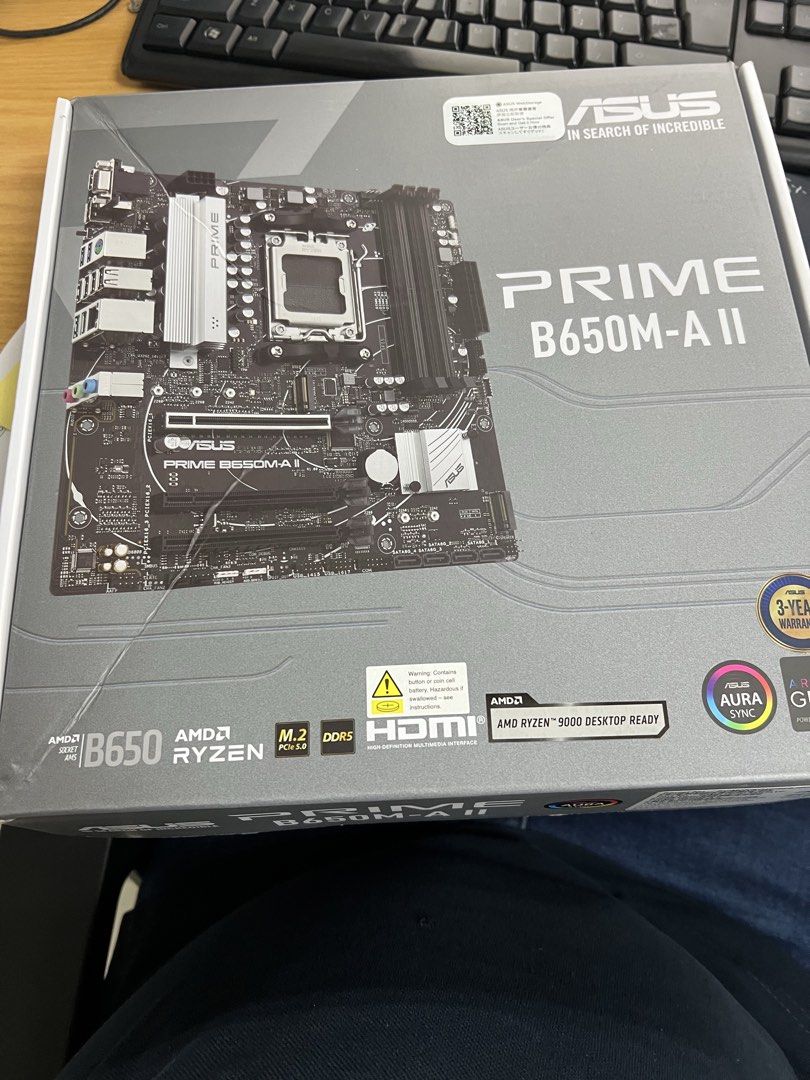 ASUS PRIME B650M-A II (Category: Computer Parts) located in Caloocan City. Submitted by dave33333 (Listing ID 1449798844, Image 1). Description: 🔴Updated to lastest BIOS 🔴 Still under warranty until sep 2027 ⚙️ Key Specifications • Socket: AM5 (supports Ryzen 7000 / 9000 series CPUs) • Chipset: AMD B650 • Form Factor: Micro-ATX • Memory: 4× DDR5 DIMM slots, up to 128GB, dual-channel • Expansion Slots: PCIe 4.0 ×16, PCIe 4.0 ×1 • Storage: 2× M.2