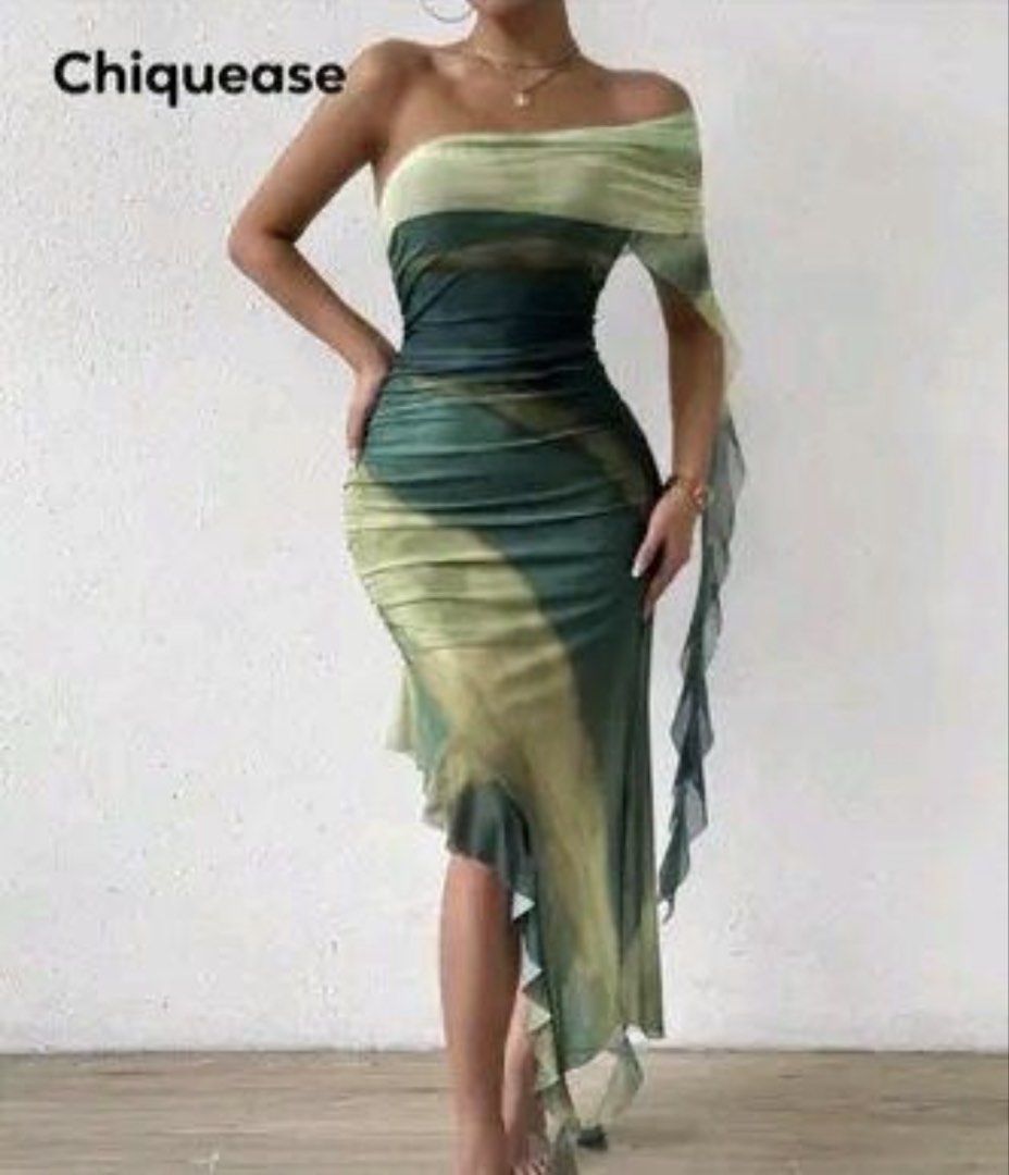 Asymmetrical Shein Green Dress (Category: Dresses) located in Polangui. Submitted by nics_8 (Listing ID 1449852132, Image 1). Description: Once used only for an event. Well cared and just stocked. No visible strains or damage..