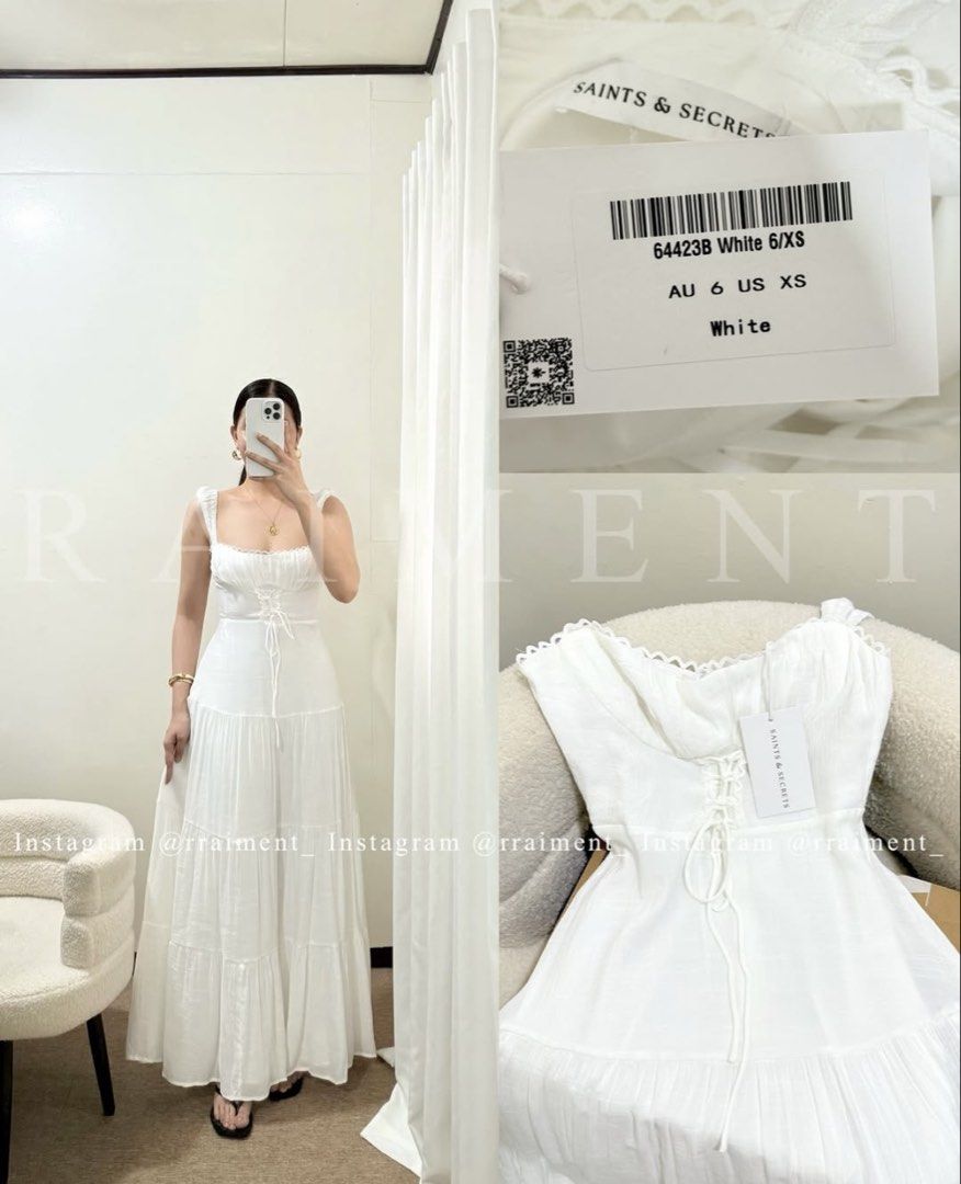 AUS White lace-up front tier dress (Medium) (Category: Dresses) located in Las Pinas. Submitted by itsabigailc (Listing ID 1449891909, Image 1). Description: Medium size 34-36 bust, 29-30 waist brand is Saints & Secrets from Australia.