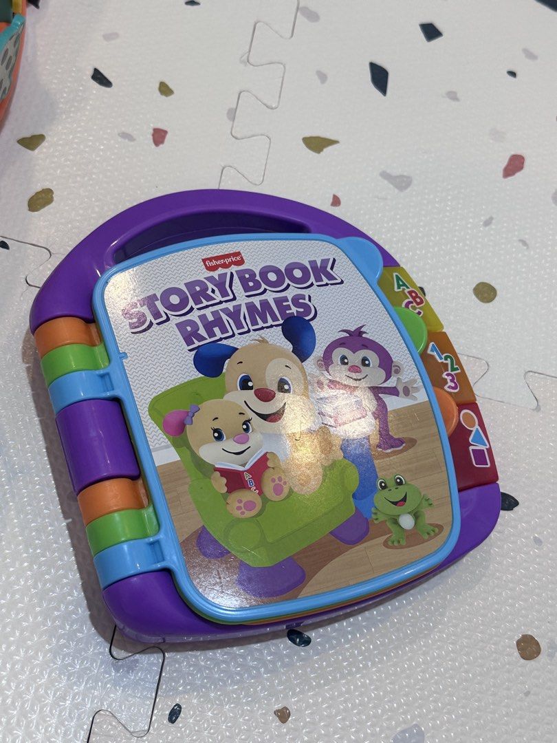 Baby Toys Bundle - Interactive and Learning Development (Category: Infant Playtime) located in Bacacay. Submitted by kirakiiraa (Listing ID 1449833886, Image 2). Description: - Bundle of 3 baby toys - Fisher-Price Story Book Rhymes: Interactive, light-up buttons for teaching letters, numbers, and shapes. - VTech Crawl and Learn Bright Lights Ball: It features a motorized rolling mechanism and light-up buttons - Infantino Activity Triangle: A sens