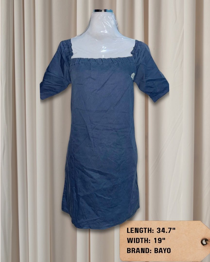 Bayo Blue Square-Neck Shift Dress (Category: Dresses) located in Makati City. Submitted by rewear_ (Listing ID 1449930629, Image 1). Description: .