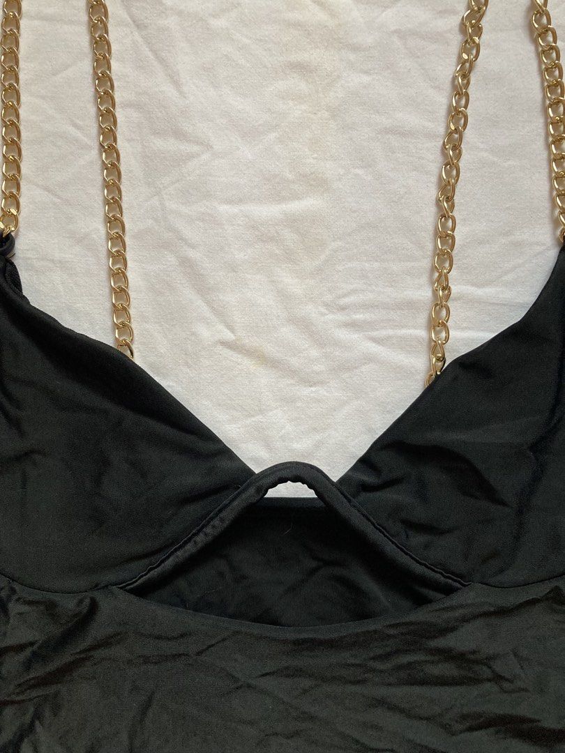 Black Chain Strap Cutout One-Piece Swimsuit (Category: Bikinis & Swimsuits) located in Rizal. Submitted by sheeraay (Listing ID 1449810496, Image 2). Description: Size: m No Issues With pad slot Delivery Via JNT,LBC,Lalamove or buyer can arrange on their end (preferred delivery method). Buyer will shoulder shipping fee. Mileage Applies for meet up..