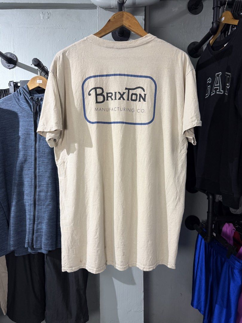 Brixton Manufacturing Co. T-shirt (Category: Tshirts & Polo Shirts ) located in Calamba. Submitted by rummaged.ph (Listing ID 1449874797, Image 1). Description: Brixton Size: Large Width: 22” Length: 30.5” Condition: 9/10 Issue: Discoloration MS167.