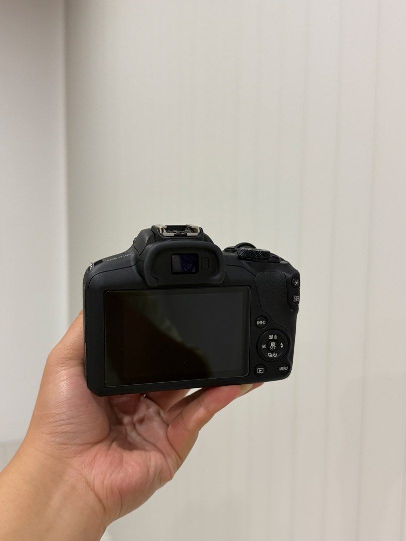 Canon EOS R100 (Category: Other Gadgets) located in Indang. Submitted by pre_lovedbyethel (Listing ID 1449831205, Image 2). Description: ✅ 2 batteries ✅ 2 chargers ✅ camera lens hood ✅ tempered glass, case & strap ✅ Bag Purchased Yr. 2024 RFS: di nagagamit.
