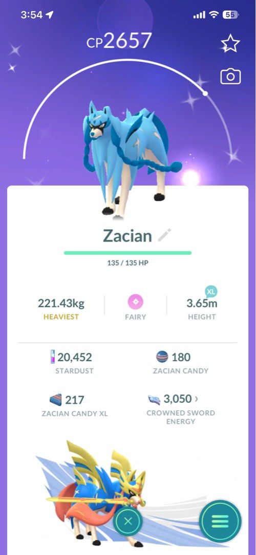 CROWNED Shiny Zamazenta & Zacian (Category: In-Game Products) located in Quezon City. Submitted by aaapanda1131221 (Listing ID 1449823328, Image 2). Description: - Includes Shiny Zamazenta (CP 2685) - Includes Shiny Zacian (CP 2657) - Both Legendaries have high CP and ample Candy Buy one 1 for 80 - Perfect for collectors or players seeking powerful Pokemon - Message for more information.