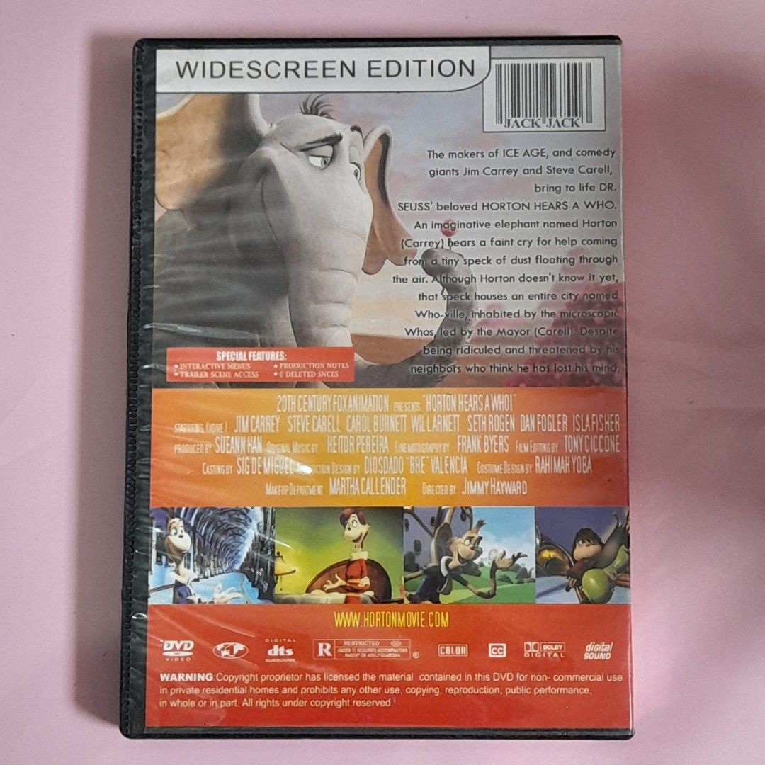 Dr. Seuss Horton Hears a Who! Widescreen Edition DVD (Category: CDs & DVDs) located in Dasmarinas. Submitted by pb_declutters (Listing ID 1449801897, Image 3). Description: ✨ WELCOME! PLEASE READ BEFORE MAKING AN OFFER: 📌 Availability: All items listed are AVAILABLE unless marked as sold or deleted. No need to ask "Is this available?" 📍 Location: San Agustin II, Dasmariñas City, Cavite 💵 Payment: GCash Only (Strictly Payment First) 🛵 Shipping