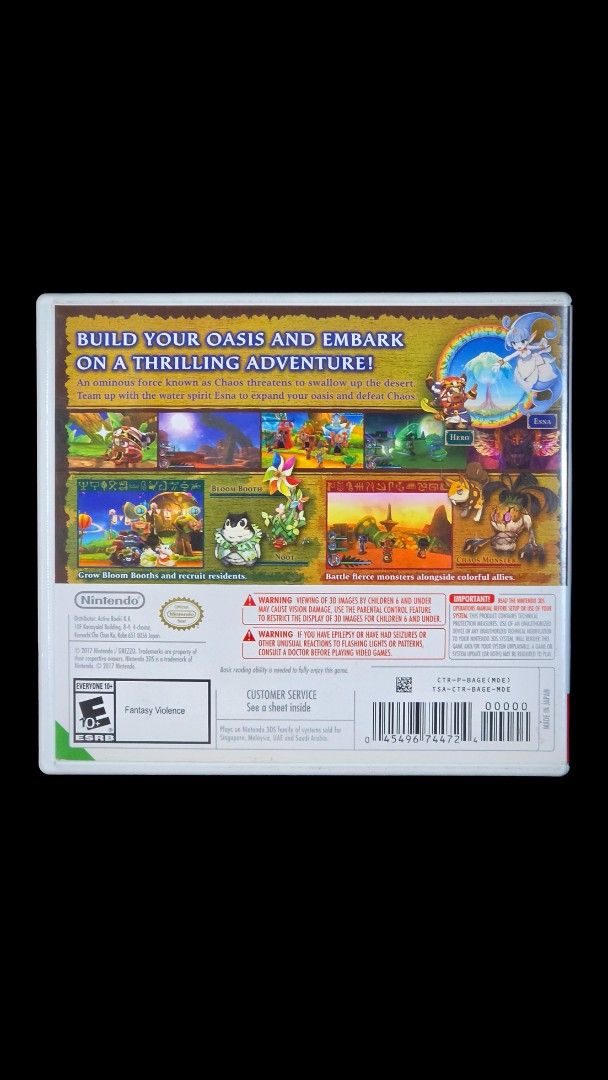 Ever Oasis for Nintendo 3DS (Category: Nintendo) located in Angeles City. Submitted by press_start (Listing ID 1449803748, Image 2). Description: FOR SALE Ever Oasis for Nintendo 3DS ₱1,799 MDE/US. This is a second hand item, manage your expectations. With tear on the plastic cover. Inclusions are case/cover, 2 inserts, and game cart. Tested working. Location: Angeles City, Pampanga No meet-ups Shipping via LBC or J&T only. I ship Mondays to Frid