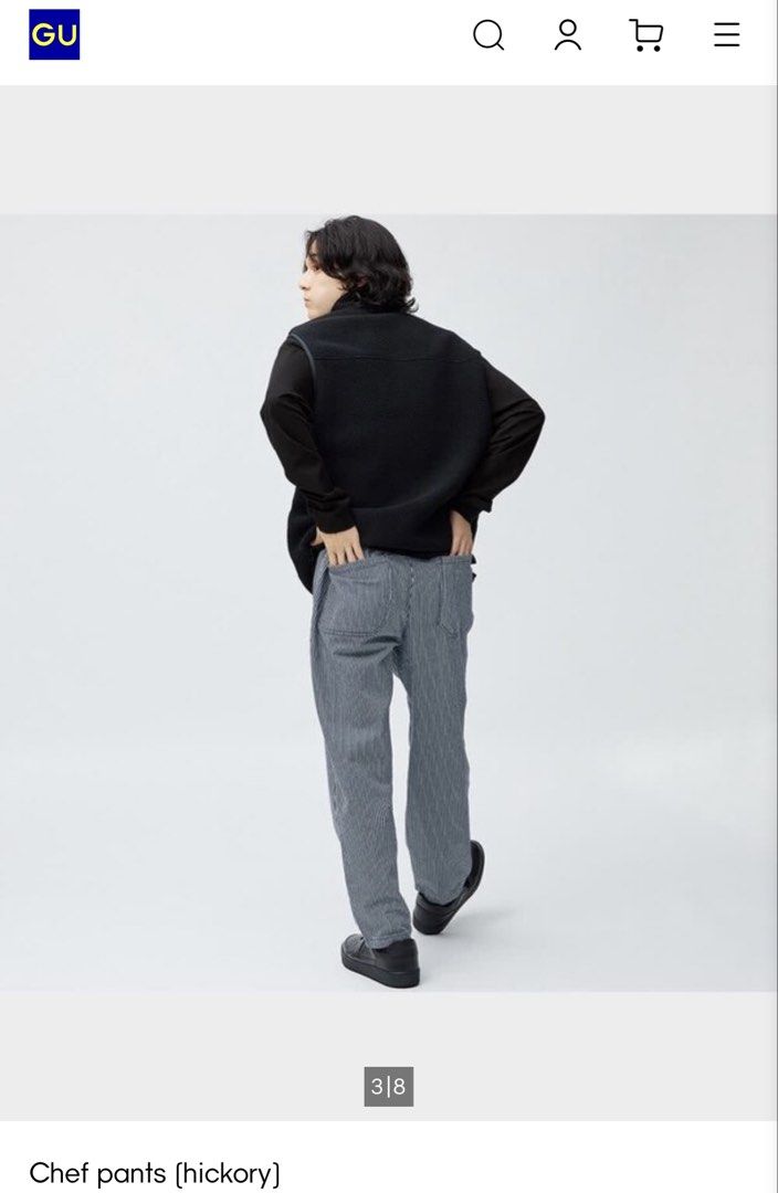 GU Chef Pants Hickory Stripe Size XS (Category: Trousers) located in Cavite. Submitted by yakultjeni85475 (Listing ID 1449947980, Image 2). Description: - GU Hickory Stripe Chef Pants - Size: XS - Comfortable elastic waistband - Straight leg fit - Ideal for casual wear.