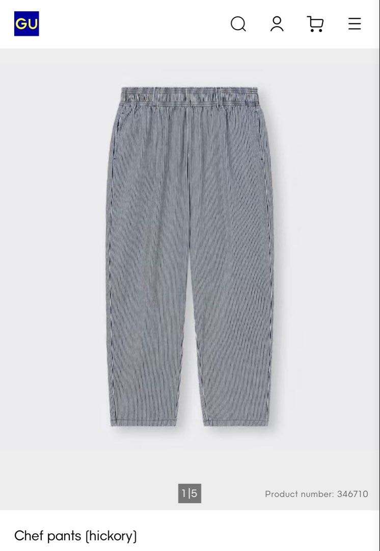 GU Chef Pants Hickory Stripe Size XS (Category: Trousers) located in Cavite. Submitted by yakultjeni85475 (Listing ID 1449947980, Image 3). Description: - GU Hickory Stripe Chef Pants - Size: XS - Comfortable elastic waistband - Straight leg fit - Ideal for casual wear.