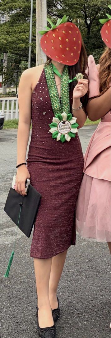 Graduation Dress (Category: Dresses) located in Valenzuela. Submitted by deztinyy (Listing ID 1449875842, Image 3). Description: -used once at graduation - (it was altered from a long dress to knee-length to suit my 5'2 frame).