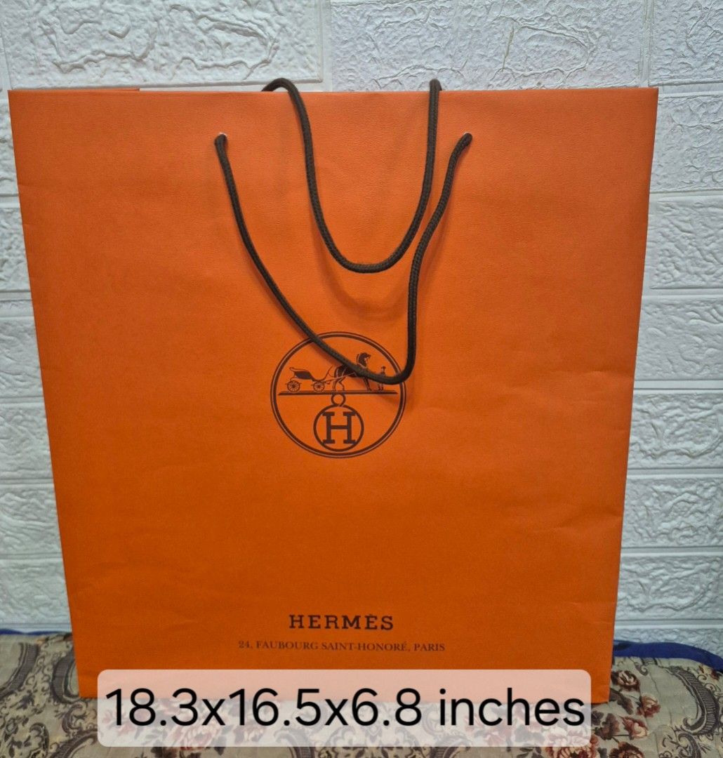 Hermes Paper Bags (Category: Luxury Accessories) located in Pasig City. Submitted by luxbox_acc (Listing ID 1419682340, Image 3). Description: XL 1,500 each. SOLD OUT large 1,200 each Medium 600 each Slightly negotiable.