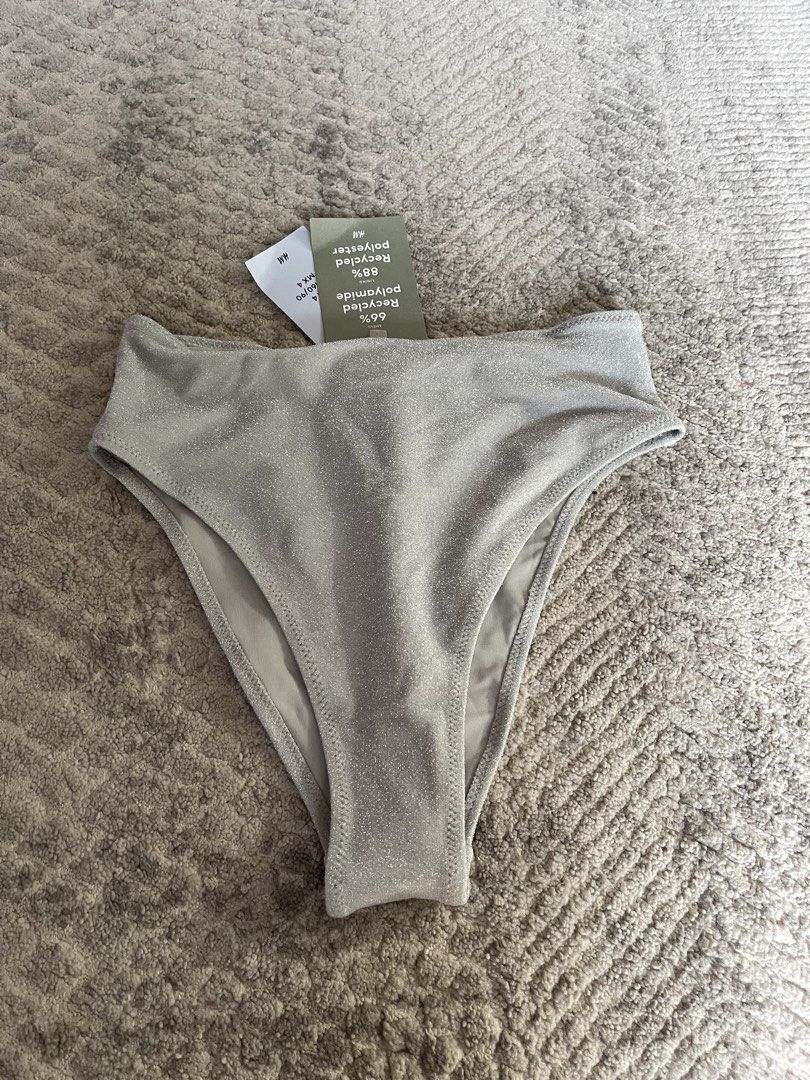 H&M Grey High-Waisted Glittered Bathing Suit Bottoms (Category: Bikinis & Swimsuits) located in Manila. Submitted by shoptjg (Listing ID 1449820753, Image 1). Description: - With tag.