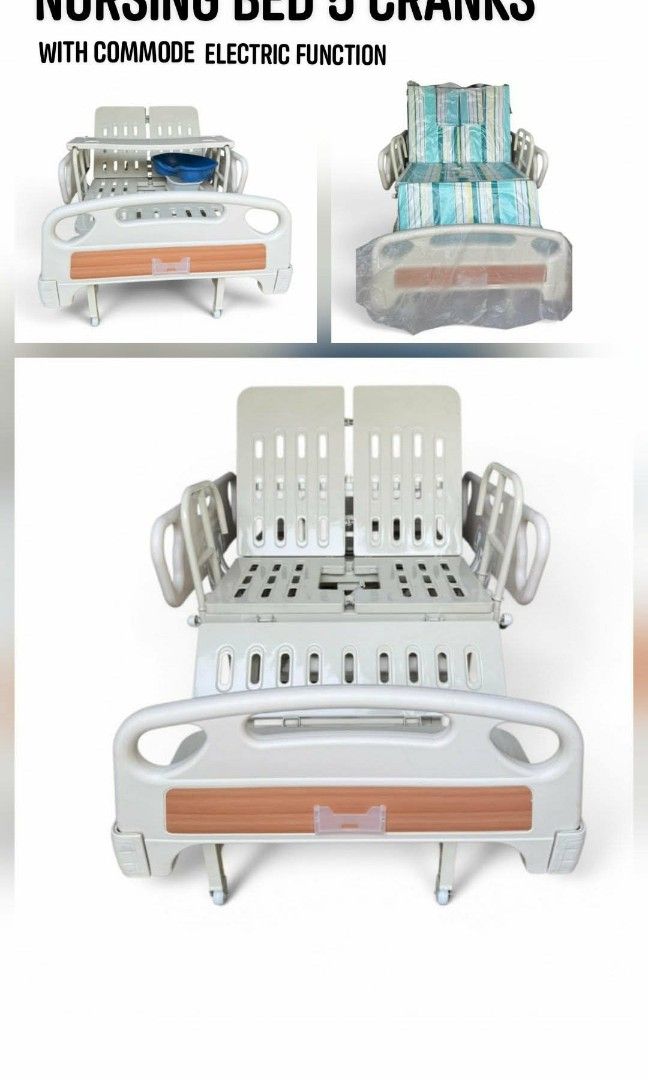 Hospital bed 5 cranks electric function (Category: Medical Supplies & Tools) located in Quezon City. Submitted by judaimedonlineshop23 (Listing ID 1449782070, Image 1). Description: ELECTRIC BED 5 FUNCTION NURSING BED BRANDNEW ONHAND SAME DAY DELIVERY.
