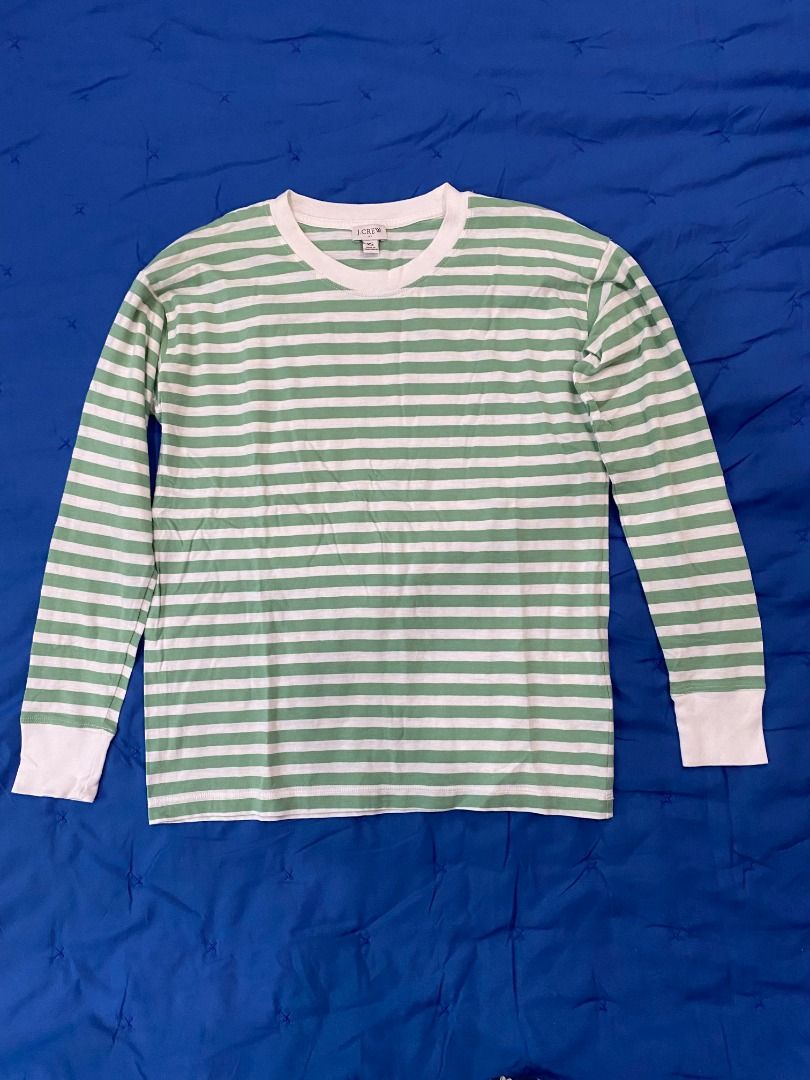 j.crew Striped Sweater Mint and White (Category: Coats, Jackets and Outerwear) located in Marikina City. Submitted by chumchummie (Listing ID 1449822870, Image 2). Description: - J.Crew long sleeve tee - Color: Mint green and white stripes - Comfortable crew neck style - Ribbed cuffs for a snug fit - Versatile for everyday wear - Pairs easily with jeans or shorts.