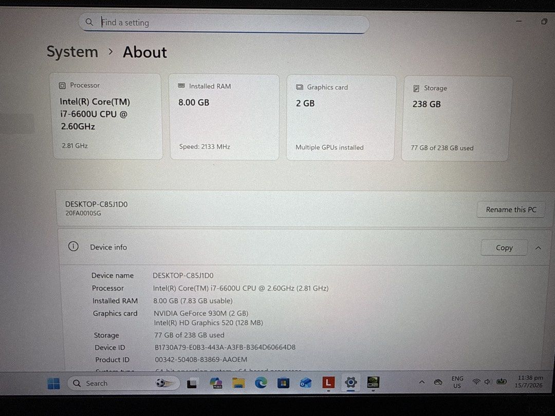 Lenovo Thinkpad T460s Ultrabook Intel Core i7510330923658792963