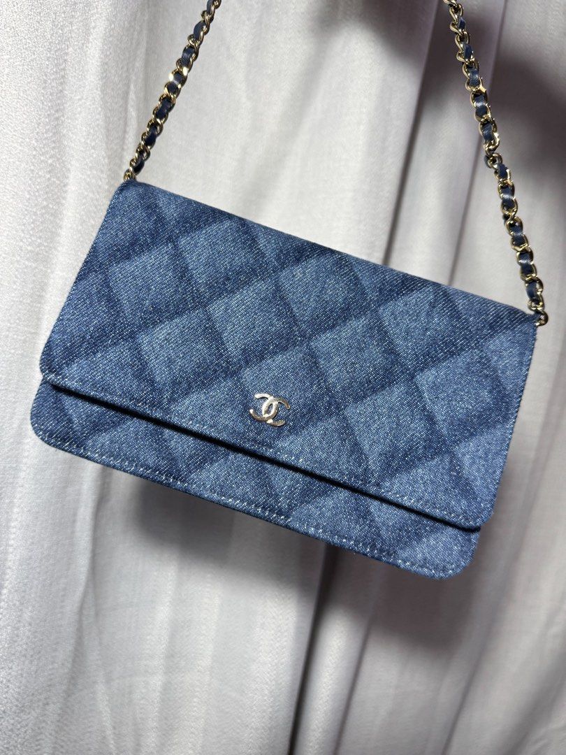 LIKE NEW AUTHENTIC Chanel Denim Wallet On Chain (WOC) (Category: Luxury Bags & Wallets) located in Quezon City. Submitted by closetofcoco (Listing ID 1449761671, Image 2). Description: GUARANTEED AUTHENTIC PM FOR INQUIRIES NO LOW BALLING.