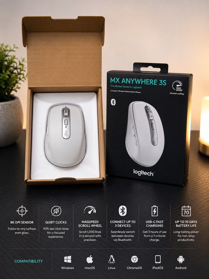 Logitech MX Anywhere 3S Compact Wireless Performance Mouse510341215022622721