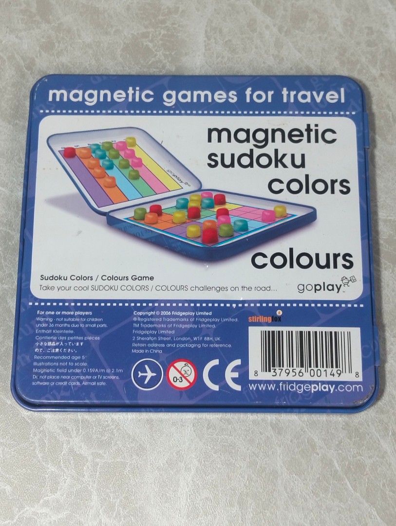 MAGNETIC SUDOKU TRAVEL GAME (Category: Board Games & Puzzles) located in Batangas. Submitted by amerie_store (Listing ID 1449926523, Image 3). Description: ◾WYSIWYG 🫟complete 🫟with minimal dents on tin case 🔊Kindly visit & follow my FB page for more updated Toys,Aniks,etc...🤩 🌈👉AMERIE STORE👈🌈 📌Mine Now,Pay after invoice 📌No refund 📌MOP: Gcash 🚛 Shipping sched every Saturday only via Flash Express.