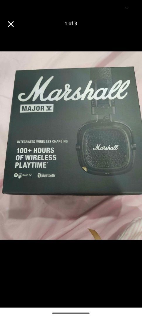 Marshall Major V Wireless Headphones - 100+ Hours Playtime (Category: Headphones & Headsets) located in Antipolo. Submitted by anne112 (Listing ID 1449899388, Image 1). Description: - Marshall Major V Wireless Headphones - Integrated wireless charging - Over 100 hours of wireless playtime - Bluetooth connectivity - Original box included Marshall Major V headphones. Na open dahil chineck lang po sa store if gumagana. Orig price is 8k+ Loc ortigas 