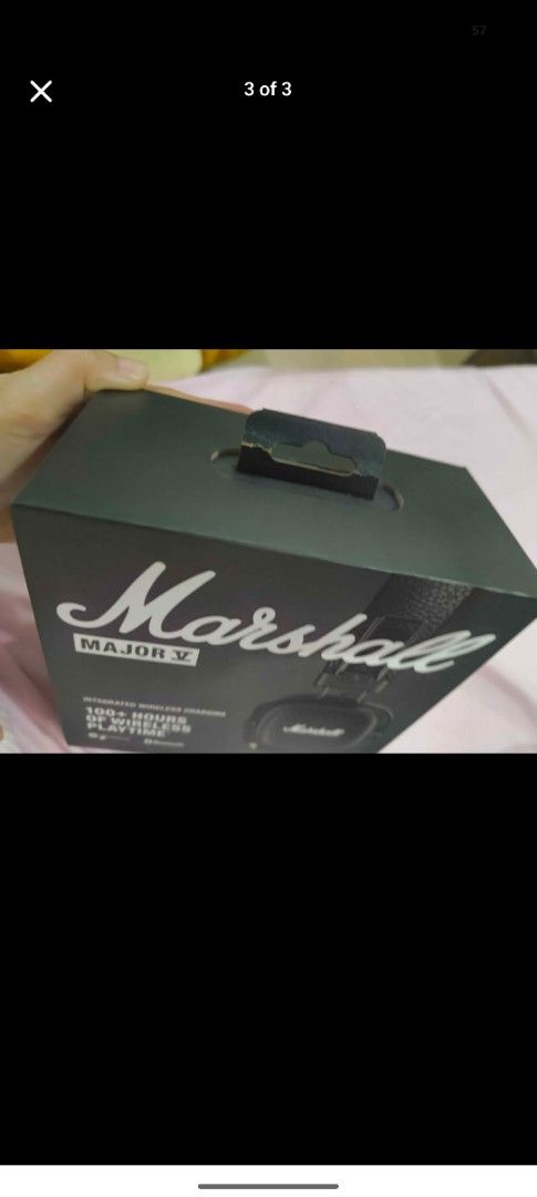 Marshall Major V Wireless Headphones - 100+ Hours Playtime (Category: Headphones & Headsets) located in Antipolo. Submitted by anne112 (Listing ID 1449899388, Image 2). Description: - Marshall Major V Wireless Headphones - Integrated wireless charging - Over 100 hours of wireless playtime - Bluetooth connectivity - Original box included Marshall Major V headphones. Na open dahil chineck lang po sa store if gumagana. Orig price is 8k+ Loc ortigas 