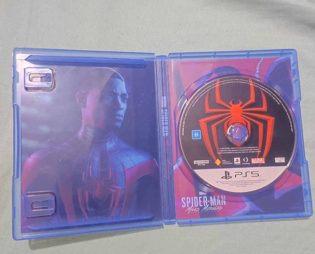 Marvel's Spider-Man: Miles Morales PS5 Game (Category: PlayStation) located in Manila. Submitted by jnethvm (Listing ID 1449902880, Image 1). Description: - Marvel's Spider-Man: Miles Morales for PlayStation 5 - Disc and case included - Features Miles Morales on the cover art - Perfect for any Spider-Man fan - Ready for pickup.