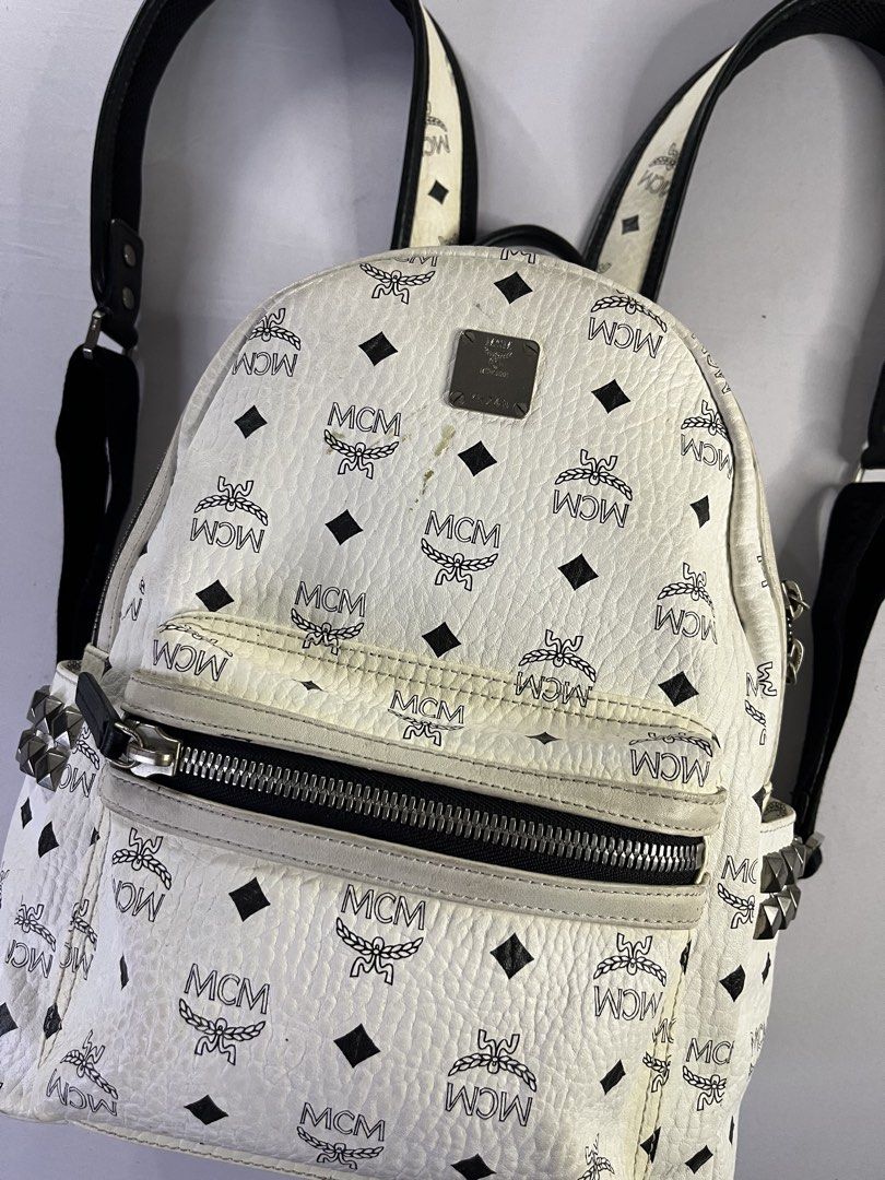 MCM Visetos White Studded Backpack (Category: Luxury Bags & Wallets) located in Mahayag. Submitted by kyle_thrift (Listing ID 1449871057, Image 2). Description: .